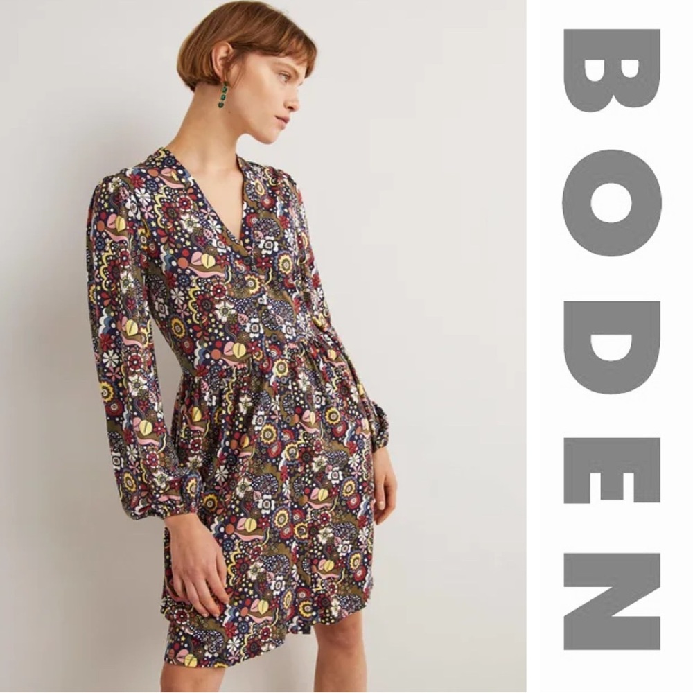 NWT Boden Button Through Jersey Dress 12 Long